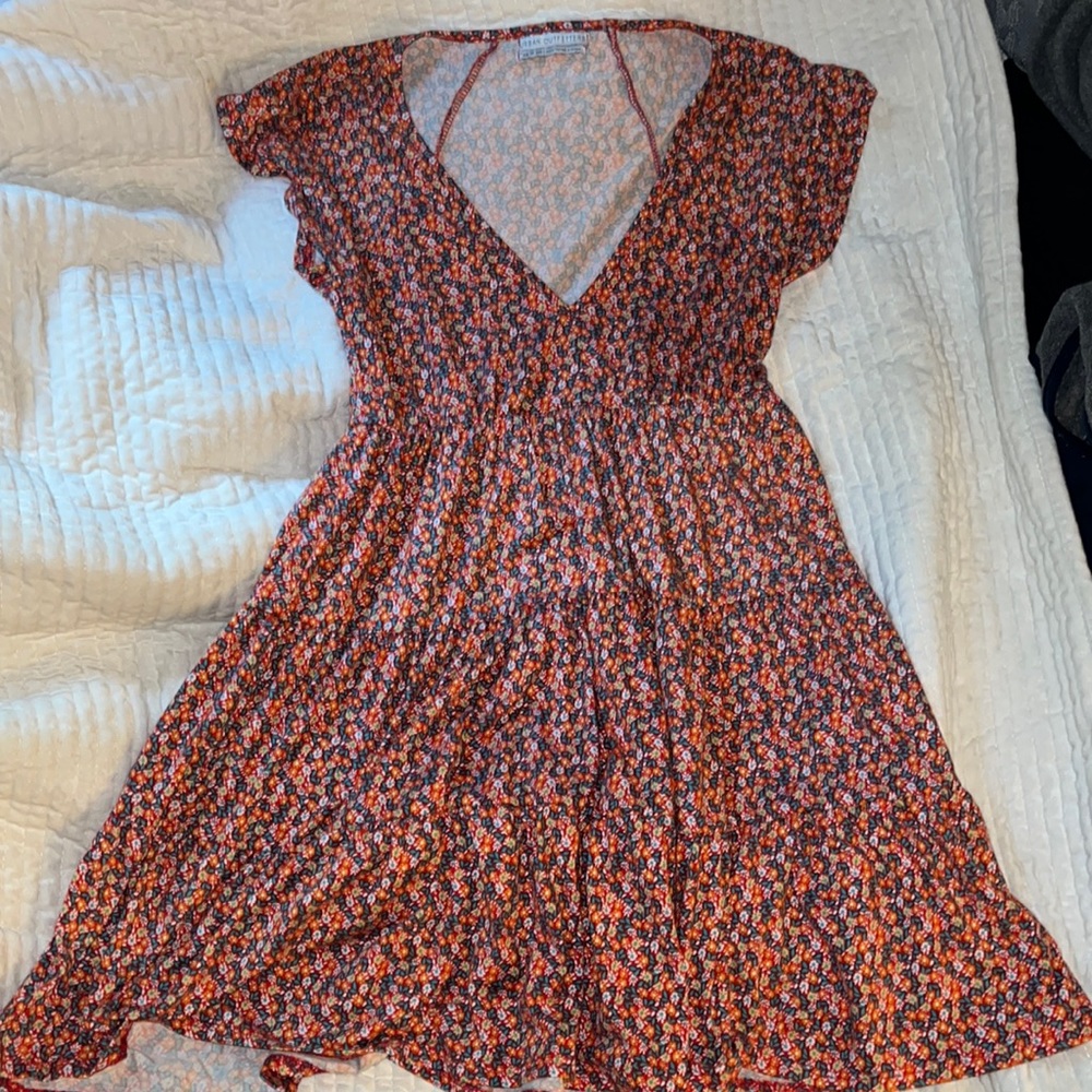 urban outfitters red floral print dress